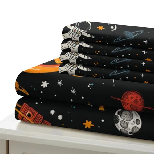 Housse de couette astronautes microfibre lit double sans repassage - 8