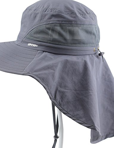 Boné infantil de proteção solar com aba larga e aba no pescoço FPS 50+ infantil (3T-7T), 002-deepgre