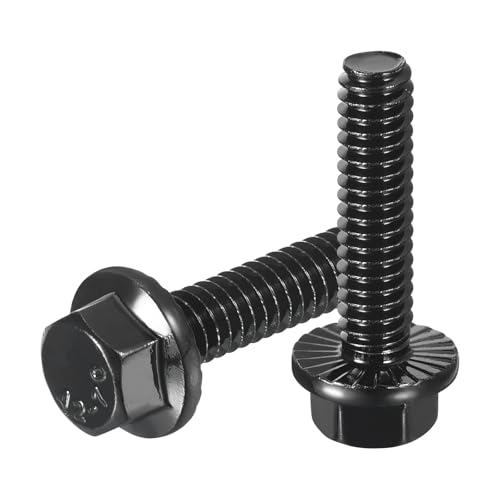 Image of uxcell 25Pcs 1 /4-20 x 1 Flanged Hex Head Bolts, 304 Stainless Steel Flange Hexagon Screws, Flange Hex Drive Screws 5.8 Grade for Machinery Industry Home Appliances, Black