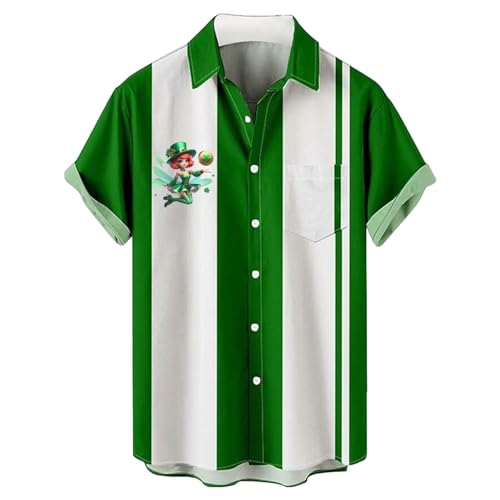 Camisa verde para el día de San Patricio, regalo de cumpleaños, para hombre, moda, festival, celebración, cómoda, estampada, camisa de manga corta para hombre, Morado (, M