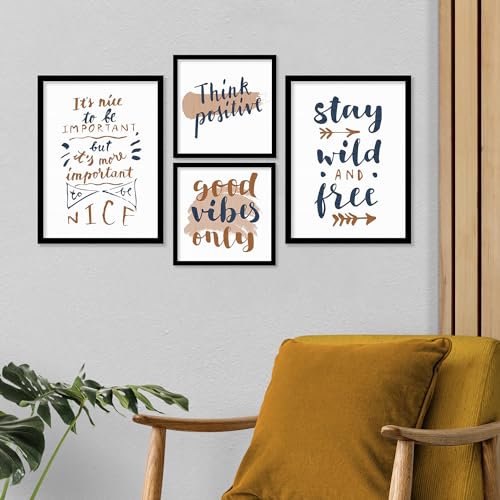 ARTELLY Motivational Wall Frames Inspirational Quotes Wall Frames For Home Office Study Room Decor Posters With Frame (Set of 4) (Medium, Quote 2) - Image 3