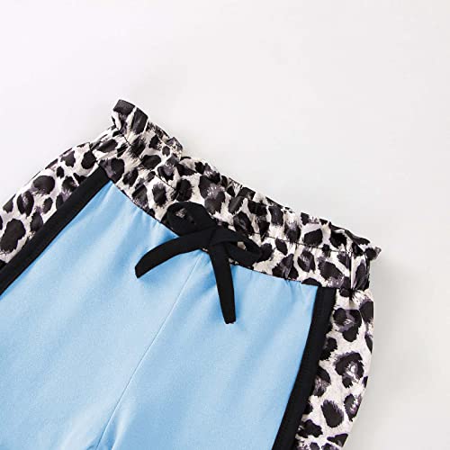 Image of FOCUTEBB Toddler Girl Clothes Baby Leopard T-Shirt Shorts Summer Set 18M-8Y