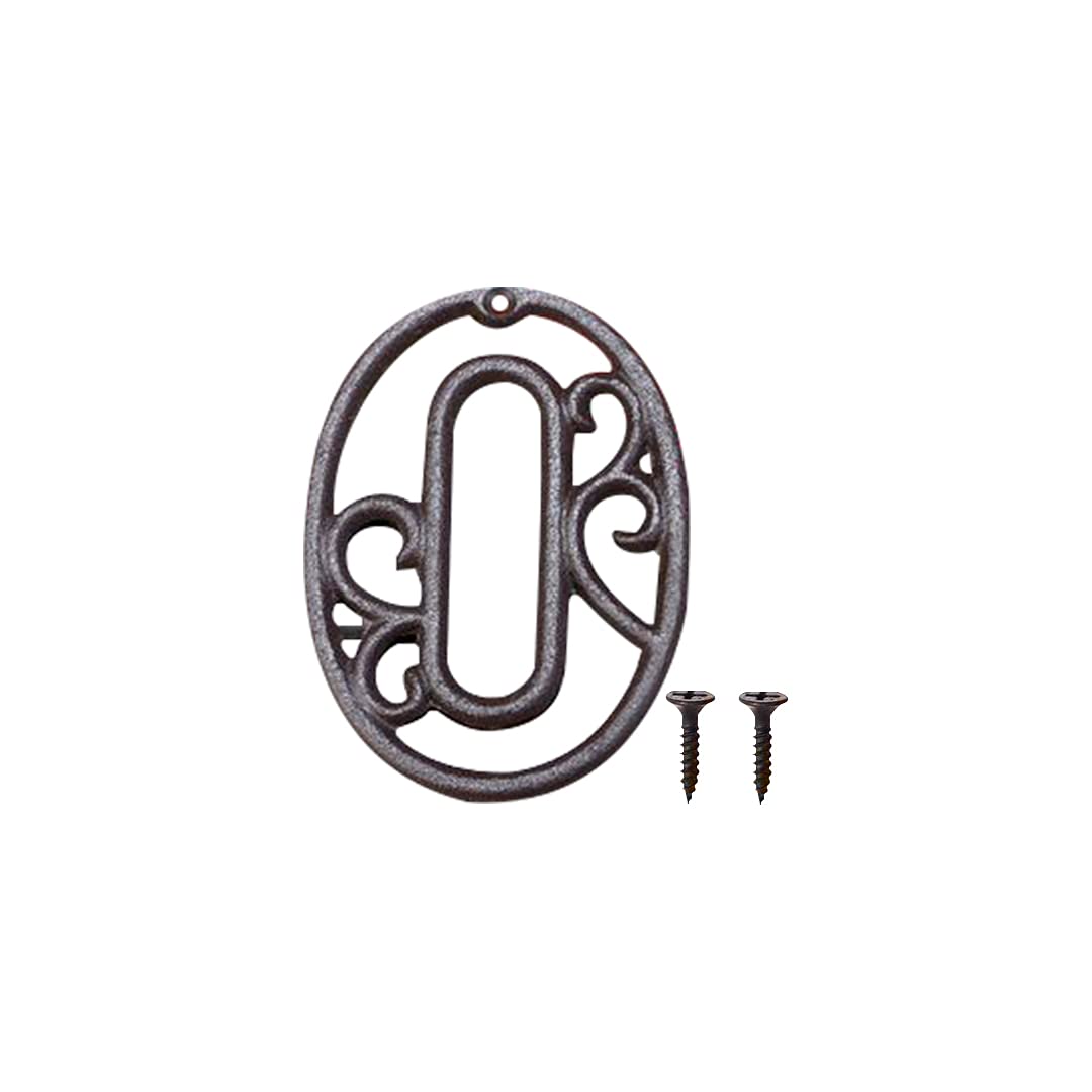 Metal Numbers Numeri Civici in Ferro Colato Neri Numero Porta Esterno Numero di Indirizzo Rustico Vintage per Porte, Pareti, Indirizzi di Casa (Numero 0)