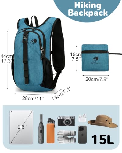 Mochila Plegable de Senderismo Azul 15L Ligera miniatura 2