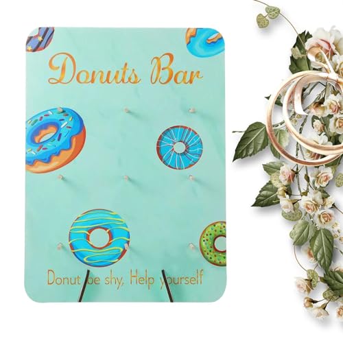 Foway Soporte de pared para donut para fiestas, donuts – Soporte de madera para donuts con 9 columnas | Soporte de pared reutilizable para mesa de postre, soporte para donuts