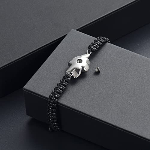 Image of Imrsanl Rose Flower Urn Bracelet for Ashes Cremation Memorial Jewelry of Loved Ones Adjustable Braided Rope Ashes Bracelet Funeral Keepsake for Women