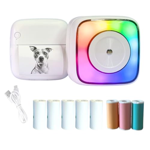 Mini imprimante bluetooth portable thermique sans encre multifonction avec veilleuse intégrée