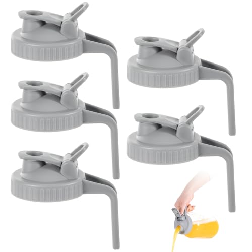 Image of Mason Jar Flip Cap Lid with Handle, Airtight and Leak-Proof Seal - Wide Mouth, Pack of 5