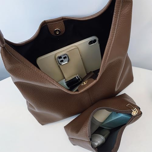 Bolso Hobo grande de cuero PU para mujer miniatura 6