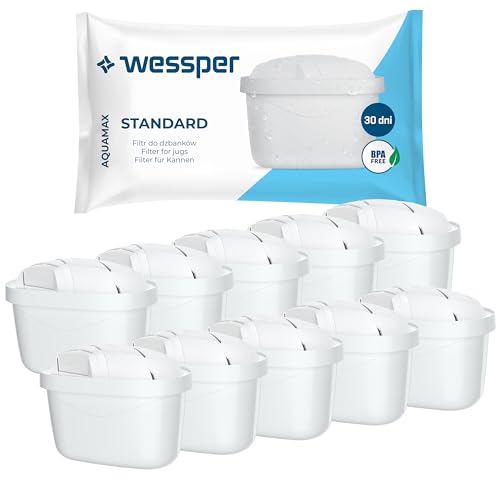 Wessper Cartucho de Filtro de Agua Compatible con la Jarra Brita Maxtra, Filtro Carbon Activo y Resina de Intercambio Iónico, Cartuchos de Filtro de Agua, 10 Piezas