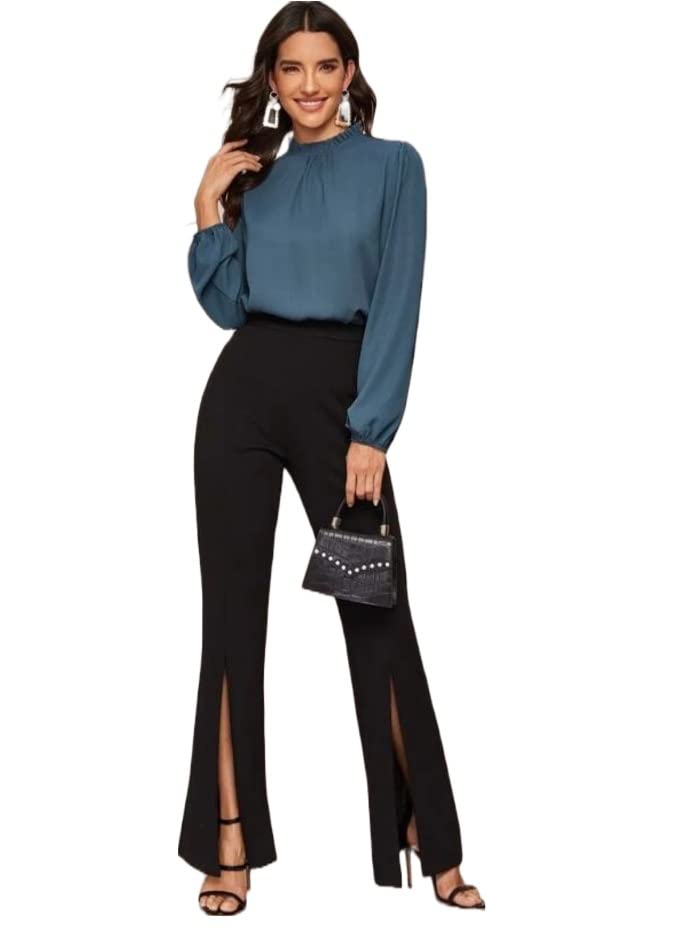 Image of FNOCKS Women's Plain Round Neck Long Sleeve Slip On Cotton Top