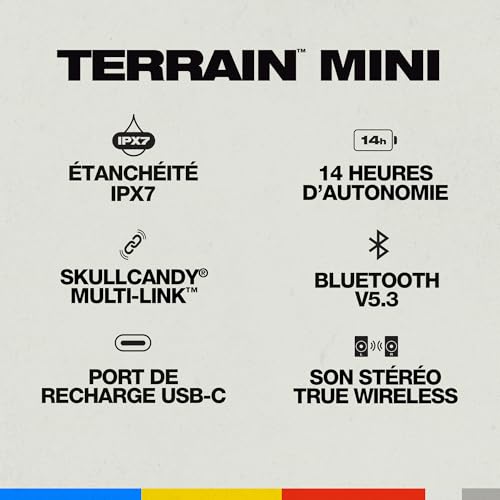 Enceinte Bluetooth portable extérieure Skullcandy Terrain Mini sangle intégrée pour rando - 3