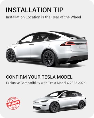 Image of BASENOR 2026 Tesla Model X /Model X Plaid Mud Flaps Splash Guards No Drilling No Tape Mudguards Vehicle Tire Protector Mudflaps for 2022-2026 Tesla Exterior Accessories (Set of 4)