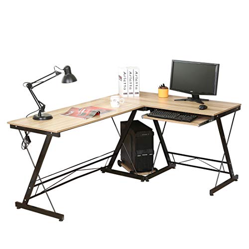 Homelikesport Escritorio de computadora en forma de L para ordenador de esquina grande para ordenador portátil, mesa de estudio, oficina, escritorio esquinero