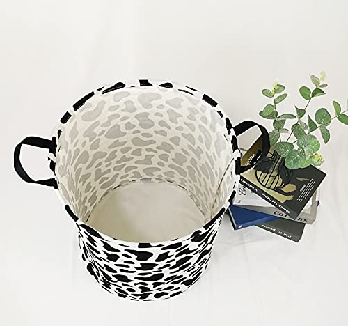 Laundry Hamper Toys Box Storage Bins Canvas Waterproof Collapsible Clothes Organizer Basket With Handle Freestanding Large Cute Light Weight For Home Kids Baby Room(Cow) #TOP2