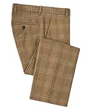 Wemaliyzd Men's Pants Wool Blend Plaid Dress Pants Casual Slacks Big and Tall (Brown Plaid,38W32L)