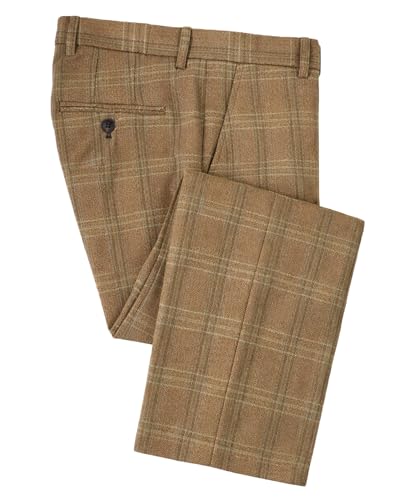 Wemaliyzd Men's Premiun Tweed Blend Flat Front Check Dress Pants