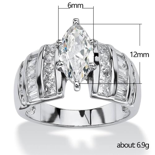 Marquise/Cushion/Round Cut Baguette Engagement Ring for Women,Sterling Silver Simulated Diamond Cut Cubic Zirconia Wedding Band CZ Promise Ring4