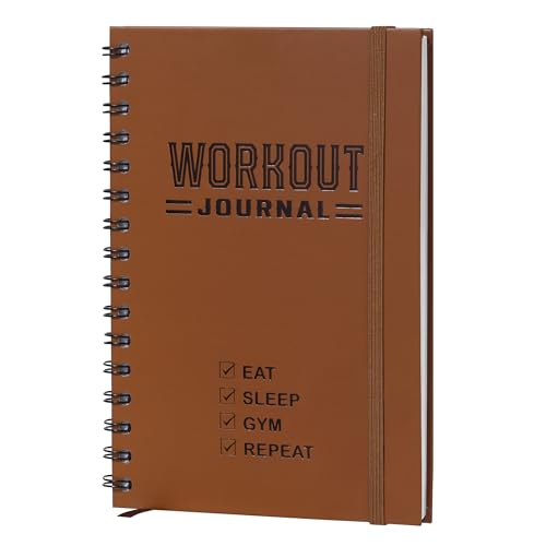 Nextnoid Hardcover Fitness Journal A5 Workout Log Book Brown