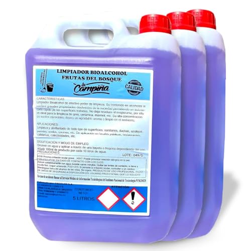 Fregasuelos Perfumado Duradero • Fregasuelos Concentrado para Todo Tipo de Superficies • Limpiador Multiusos con Olor Fresco Garrafa 5 Litros • Pack de Ahorro 3x5 Litros (Fruta de Bosque)