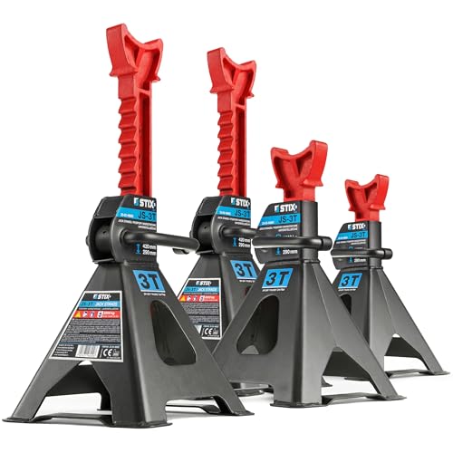 STIX Automotive Equipment Abstellböcke Unterstellböcke 3T 3000KG JS-3T Wagenbock Werkstattstände PKW KFZ Wagenheber (4 Stück x 3 Tonnen) Auto