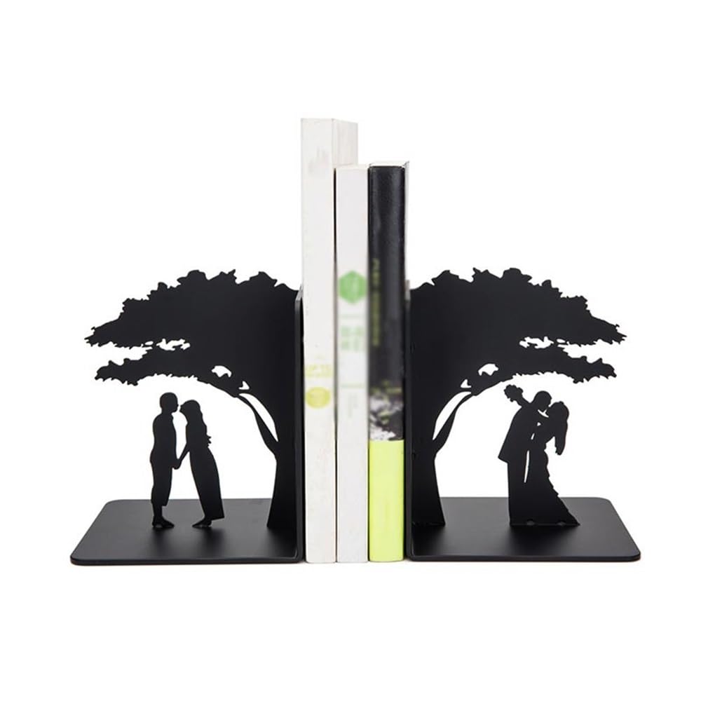 Shelves 1 Pair Decorative Book Ends, Metal Bookends Heavy Duty for Home Office School Book Support