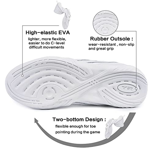CADIDL Cheer Shoes for Women White Cheerleading Athletic Dance Shoes Girls Flats Tennis Walking Sneakers