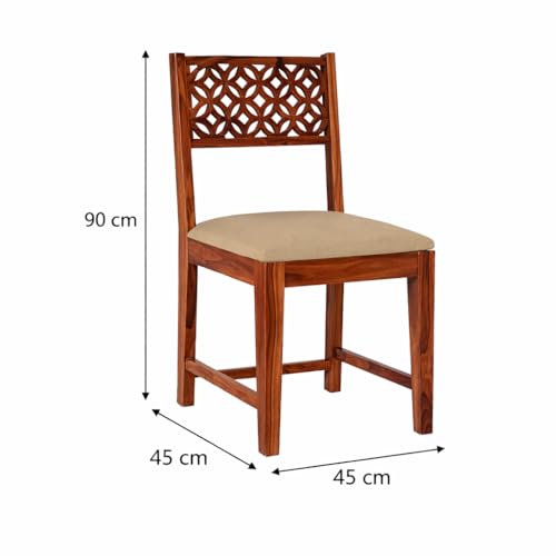 Image of Varsha Furniture Solid Sheesham Wood Dining Chair for Dining Room Set of 2 | Wooden Study Chairs | Multipurpose Chair Made with Indian Sheesham Wood | Pre-Assembled - Honey Finish
