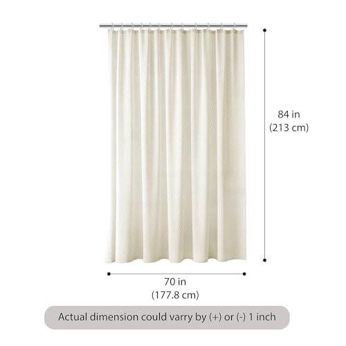 Image of Wakefit Shower Curtain 7 Feet | 14 Free Hooks | No Plastic Smell | Waterproof Bathroom Curtain | Curtain for Balcony | Machine Washable Fabric | Off-White | Height 7ft & Width 6ft | Very Premium