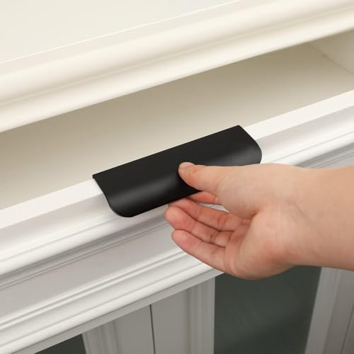 Image of Goldenwarm Black Cabinet Handles 3 Inch 10 Pack, Finger Pulls for Cabinets, Edge Pull for Dresser Drawers, Aluminum Alloy, Modern Kitchen Hardware for Dresser Bathroom Closet and Cupboard