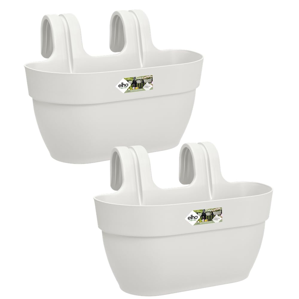 elho Vibia Campana Easy Hanger M | Set of 2 Balcony Planters - Silky White — image 1