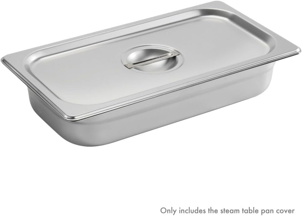 New Star Foodservice 1/3 Size Steam Table Pan Cover, Solid, 18/8 Stainless Steel, 24-Gauge