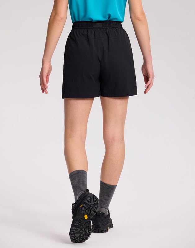 Pioneer Camp Kurze Wanderhose Damen, Leichte Outdoor Bermudas mit 4-Wege-Stretch, Antistatisch & Atmungsaktiv, Damen Trekkinghose Kurz mit YKK-Reißverschluss, für Wandern, Camping, Arbeit(Black;S)