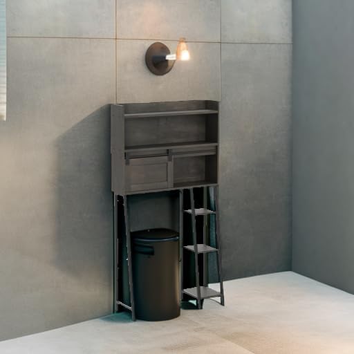 Miniatura 6 de Furniouse Armario de almacenamiento sobre el inodoro con soporte de papel higiénico, organizador de baño de almacenamiento masivo sobre el inodoro