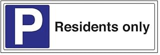 VSafety Residents Only Parking Sign - Landscape - 450mm x 150mm - 1mm Rigid Plastic