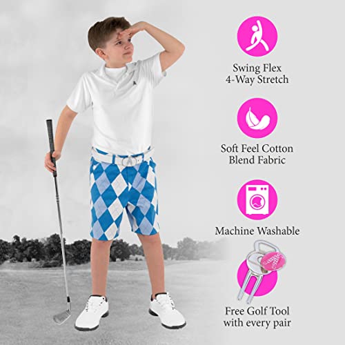 Royal & Awesome Kids Old Tom's Bright Golf Shorts - X-Small Age 6-7 Years3