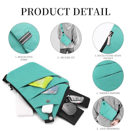 Image of Anti Theft Crossbody Bag,Sling Bag for Women Men,Multi-pocket Chest Shoulder Bag for Travel, Sport, Work