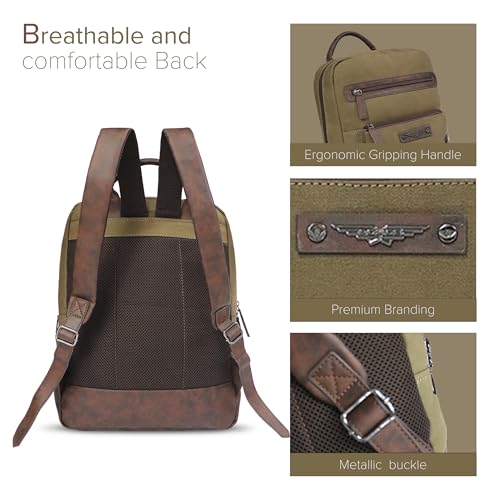 Image of Police Tendra Leather Backpack for Men & Women - 14 inch Laptop Compartment, Front Utility Pocket, Adjustable Padded Straps, Premium Everyday Bag