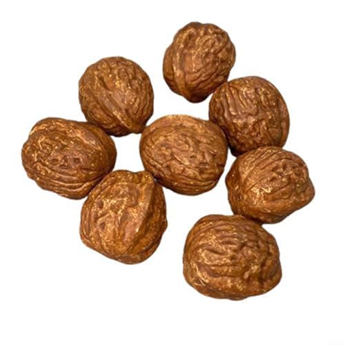 Snowchecking Nueces artificiales, paquete de 10 unidades de nueces de plástico realistas de tamaño mixto, adornos de decoración de mesa para el hogar, cocina (nueces grandes)