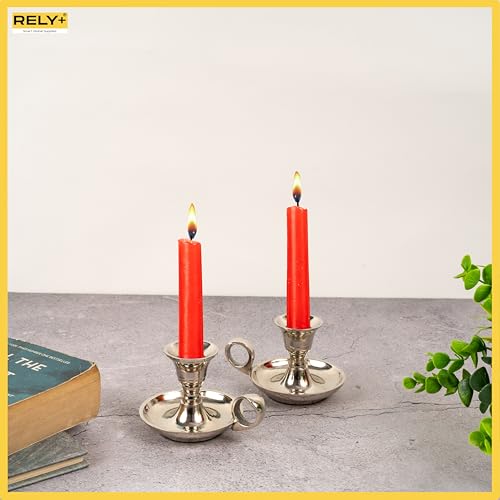 Rely+ CARE@RELYPLUS.COM Glossy Silver Metal Candle Holders thumb #5