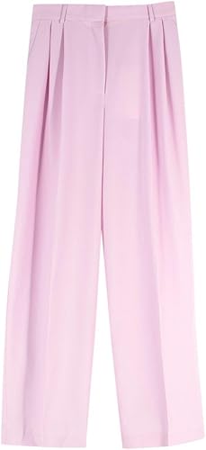 Alexander McQueen Pantalones Rosa de Talle Alto Plisados Segunda Mano