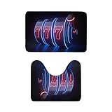 Flannel Bathroom Carpet mat 16x24inch Futuristic Slot Machine Concept Whit Neon Lights Isolated On B