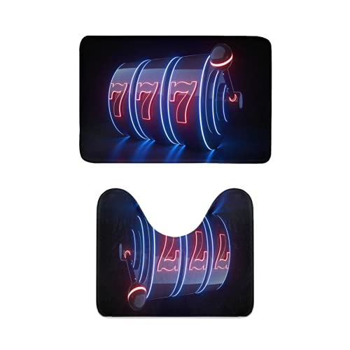 Flannel Bathroom Carpet Mat 16X24Inch Futuristic Slot Machine Concept Whit Neon Lights Isolated On Black Background 2 Pieces Bathroom Mat Carpet Toilet Cover With Non-Slip Mat Ljn #TOP20