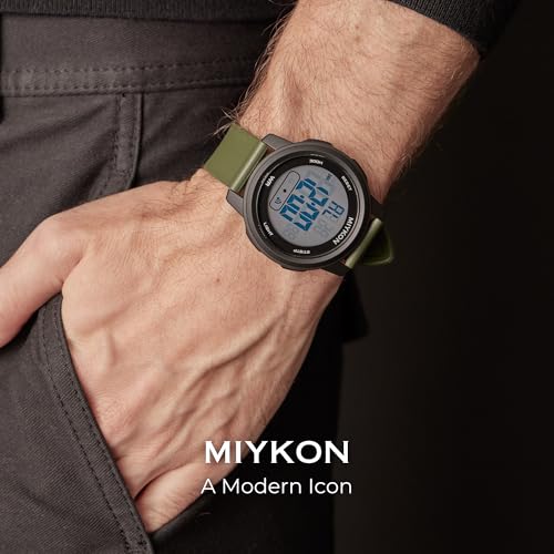 Image of Miykon Ultra-Thin Digital Watch for Men - Minimalist Waterproof Sports Watch with Large Easy to Read Display - Shockproof Resin, Super Illuminator, Stopwatch & Timer, Alarm, Dual Time, 24hr Military Time