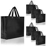 Nush Nush Set of 30 Black Gift Bags Bulk - Shiny Black Reusable Large Gift Bags with Handles - Ideal for Small Business, Big Parties and Events, Corporate Gifts, Halloween, Christmas Gifts - 13x5x11