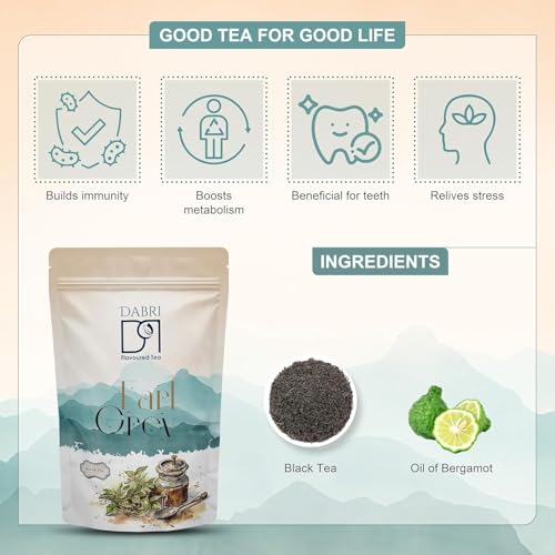 Image of Dabri Earl Grey Black Tea 200gm Combo | Pack of 2 x 100gm Each Pouch | Premium Black Tea With Pure Natural Bergamot Extract | Refreshing and Hydrating | No Preservatives | Garden to Cup