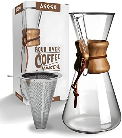 AGOGO Pour Over Coffeemaker Set Classic Series with Filter 6 Cups