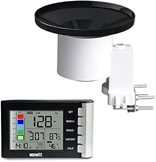 Ecowitt Wireless Digital Rain Gauge - Outdoor Rainfall Monitor with Indoor Temperature and Humidity for Home Garden Farm, Self-emptying Collector, WH5360