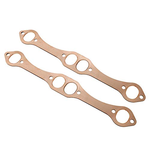 BLACKHORSE-RACING 2pcs Oval Port Copper Header Exhaust Gaskets Exhaust Manifold Gaskets Reusable Compatible with SB Chevy Engines Small Block SBC Chevrolet 283 327 350 383 400