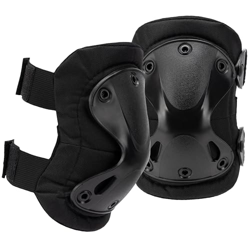 Foxmax Ginocchiere Tattiche Militari Professionali per Softair, Paintball e Sport Outdoor, Regolabili, Resistenti, Antinfortunistiche, Colore Nero